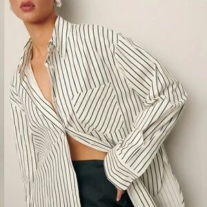 Reformation Will Oversized Shirt in Savoy Stripe size Large